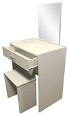 1-Drawer Dressing Table Set with Square Mirror and Stool, White DL Modern