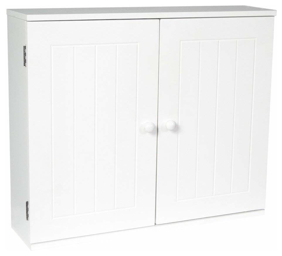 2 Doors Wall Mounted Bathroom Cabinet in MDF, White Finish DL Traditional