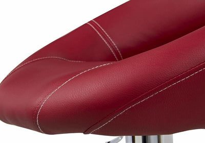 2-Pack Bar Stools Upholstered, Faux Leather With Footrest, Dark Red DL Modern