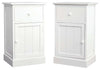 2-Piece Set Bedside Cabinets, White Finished Wood, Storage Drawer and Cupboard DL Traditional