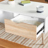 Contemporary Coffee Table in MDF with Tapered Legs, Open Shelf and Drawer DL Contemporary