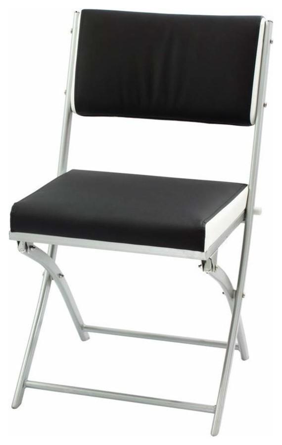 Contemporary Dining Chair, Metal Frame and Faux Leather Seat-Backrest DL Contemporary
