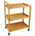 Contemporary Serving Trolley Cart, Bamboo Wood With 3-Shelf and 4-Wheel