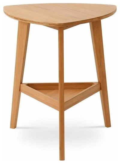 Contemporary Stylish Side End Table, Natural Bamboo Wood, Triangle Design DL Contemporary