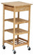 Contemporary Trolley Cart, Natural Bamboo Wood With 4 Open Shelves and Drawer