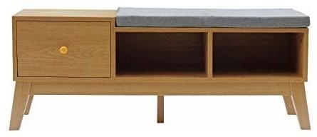 Modern Storage Bench with 2 Drawers and Padded Seat DL Modern