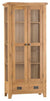 Rustic Display Cabinet, Oak Finished Solid Wood With Glass Doors and Drawer DL Rustic