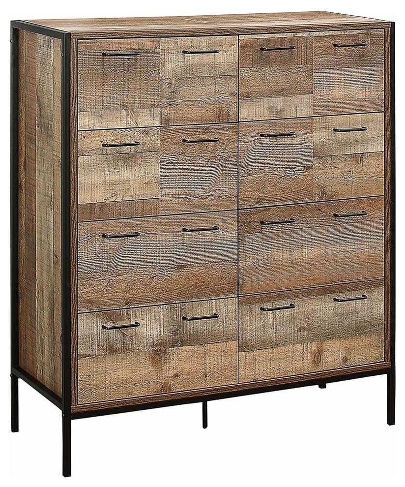 Rustic Merchant Chest, Solid Wood With 8-Drawer for Additional Storage DL Rustic