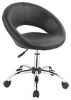 Swivel Stool Upholstered, Faux Leather, Casters Wheels, Adjustable Height, Black DL Modern
