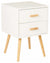 Traditional Bedside Table, White Finished MDF and Pine Legs, 2-Storage Drawers DL Traditional