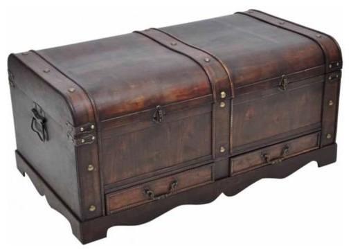 Traditional Storage Chest in Antique Brown Finished Oak Wood DL Traditional