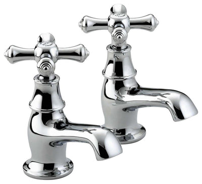 1/2 Traditional 2-Piece Basin Taps With Cross Head Handles Design, Solid Brass DL Traditional