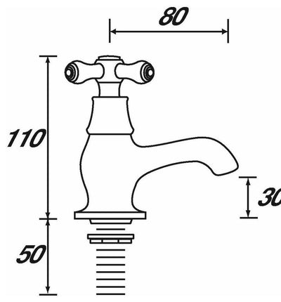 1/2 Traditional 2-Piece Basin Taps With Cross Head Handles Design, Solid Brass DL Traditional