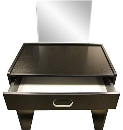1-Drawer Dressing Table Set with Square Mirror and Stool, Black