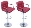 2-Bar Stool Set, Faux Leather With Backrest, Armrest and Chrome Footrest, Red Wi DL Modern