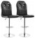 2-Bar Stool Set Upholstered, Faux Leather High Backrest, Chrome Footrest, Black DL Modern