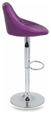 2 Bar Stools Set Upholstered, Faux Leather, Footrest, Adjustable Height, Purple DL Modern