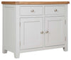 2-Door and 2-Drawer Storage Cabinet, Grey Painted Solid Wood With Oak Top DL Contemporary