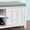 2-Drawer and Open Shelves Storage Bench, White MDF With Removable Cushion DL Contemporary