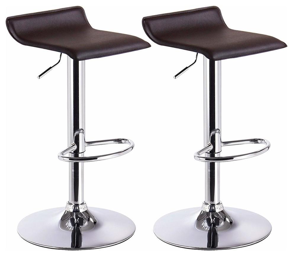 2 Swivel Bar Stool Set in Faux Leather with Footrest and Adjustable Height DL Modern