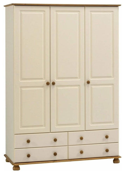 3-Door and 4 Bottom Drawer Traditional Wardrobe, Cream/Oak DL Traditional