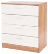 3 Piece Bedroom Furniture Set in White-Oak Gloss Wardrobe, Chest and Bedside DL Modern