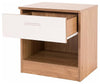 3 Piece Bedroom Furniture Set in White-Oak Gloss Wardrobe, Chest and Bedside DL Modern