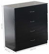 3-Piece Bedroom Furniture Set, Wardrobe 4-Drawer Chest and Bedside Cabinet Black DL Modern