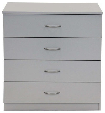 3-Piece Bedroom Furniture Set, Wardrobe 4-Drawer Chest and Bedside Cabinet White DL Modern