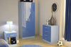 3 Piece Bedroom Furniture Set Wardrobe, 4 Drawer Chest and Bedside, Gloss Blue DL Modern