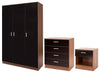 3-Piece Bedroom Furniture Set, Wardrobe, 4-Drawer Chest, Bedside, Black & Walnut DL Modern