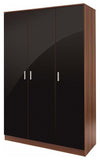 3-Piece Bedroom Furniture Set, Wardrobe, 4-Drawer Chest, Bedside, Black & Walnut DL Modern