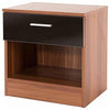 3-Piece Bedroom Furniture Set, Wardrobe, 4-Drawer Chest, Bedside, Black & Walnut DL Modern