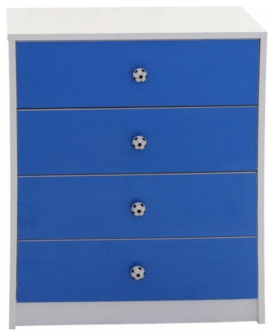 3-Piece Bedroom Furniture Set, Wardrobe, Drawer Chest and Bedside Cabinet, Blue DL Modern