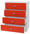 3-Piece Bedroom Furniture Set, Wardrobe, Drawer Chest and Bedside Cabinet, Red DL Modern