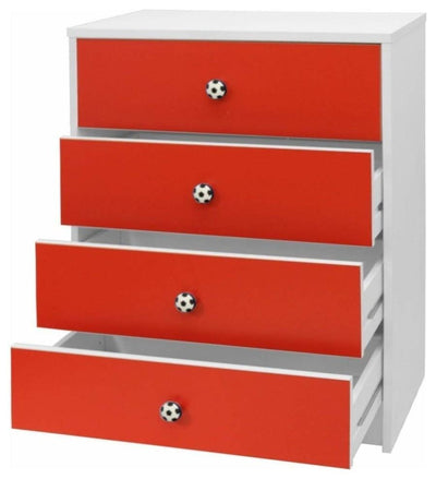 3-Piece Bedroom Furniture Set, Wardrobe, Drawer Chest and Bedside Cabinet, Red DL Modern