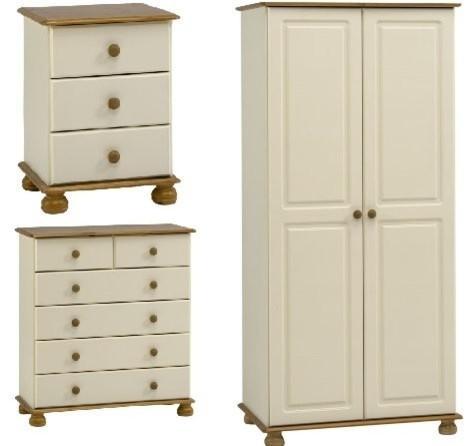 3-Piece Bedroom Furniture Set with Wardrobe, 6 Drawer Chest and Bedside Cabinet DL Traditional