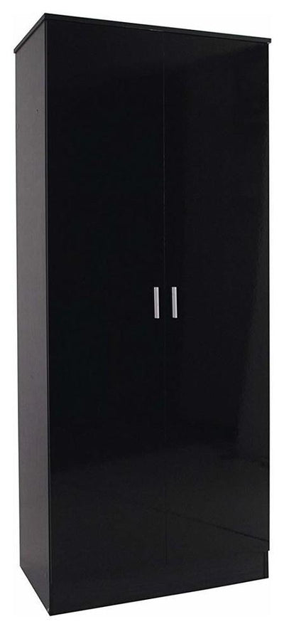 3 Piece Bedroom Set Wardrobe, Chest of Drawers and Bedside, Gloss Black Finish DL Modern