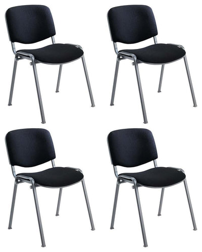4-Pack Contemporary Stackable Chair, Soft Fabric Upholstery and Metal Frame, Bla DL Contemporary