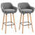 HOMCOM Modern Upholstered Fabric Seat Bar Stools Chairs Set of 2 w/Metal Frame, Solid Wood Legs Living Room Dining Room Furniture - Grey