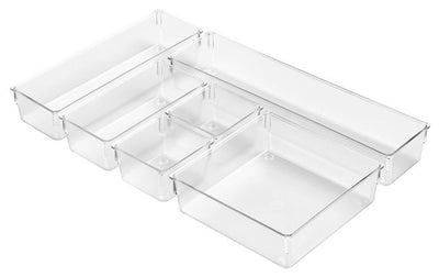 6 Pieces Drawer Organiser Set in Clear Plastic, Perfect to Provide Storage Space DL Traditional