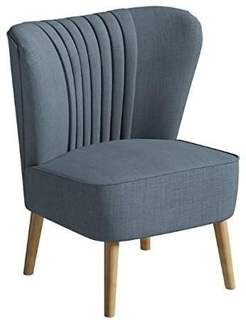 Accent Chair, Padded Cushioned Seat and Wooden Legs, Simple Modern Design, Denim DL Modern