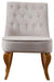 Accent Chair Upholstered, Crushed Velvet, Wooden Legs and Crystal Buttons, Beige DL Modern