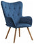 Accent Chair Upholstered, Fabric, Wooden Legs, Buttoned Back, Armrest, Blue DL Modern