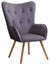 Accent Chair Upholstered, Fabric, Wooden Legs, Buttoned Back, Armrest, Grey DL Modern