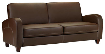 Armchair Upholstered, Chestnut Brown Faux Leather, Contemporary Design, 183 cm DL Contemporary