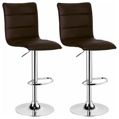 Bar Stools Upholstered With Faux Leather With High Backrest, Set of 2, Brown DL Modern