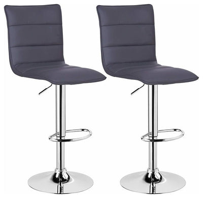 Bar Stools Upholstered With Faux Leather With High Backrest, Set of 2, Grey DL Modern