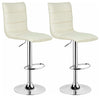 Bar Stools Upholstered With Faux Leather With High Backrest, Set of 2, White DL Modern