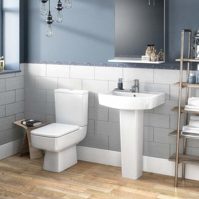 Bathroom White Ceramic Toilet and Basin with Single Tap Hole, Modern Design